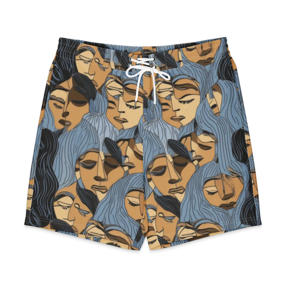 Blue Hour Faces on Men's Board Shorts — Front