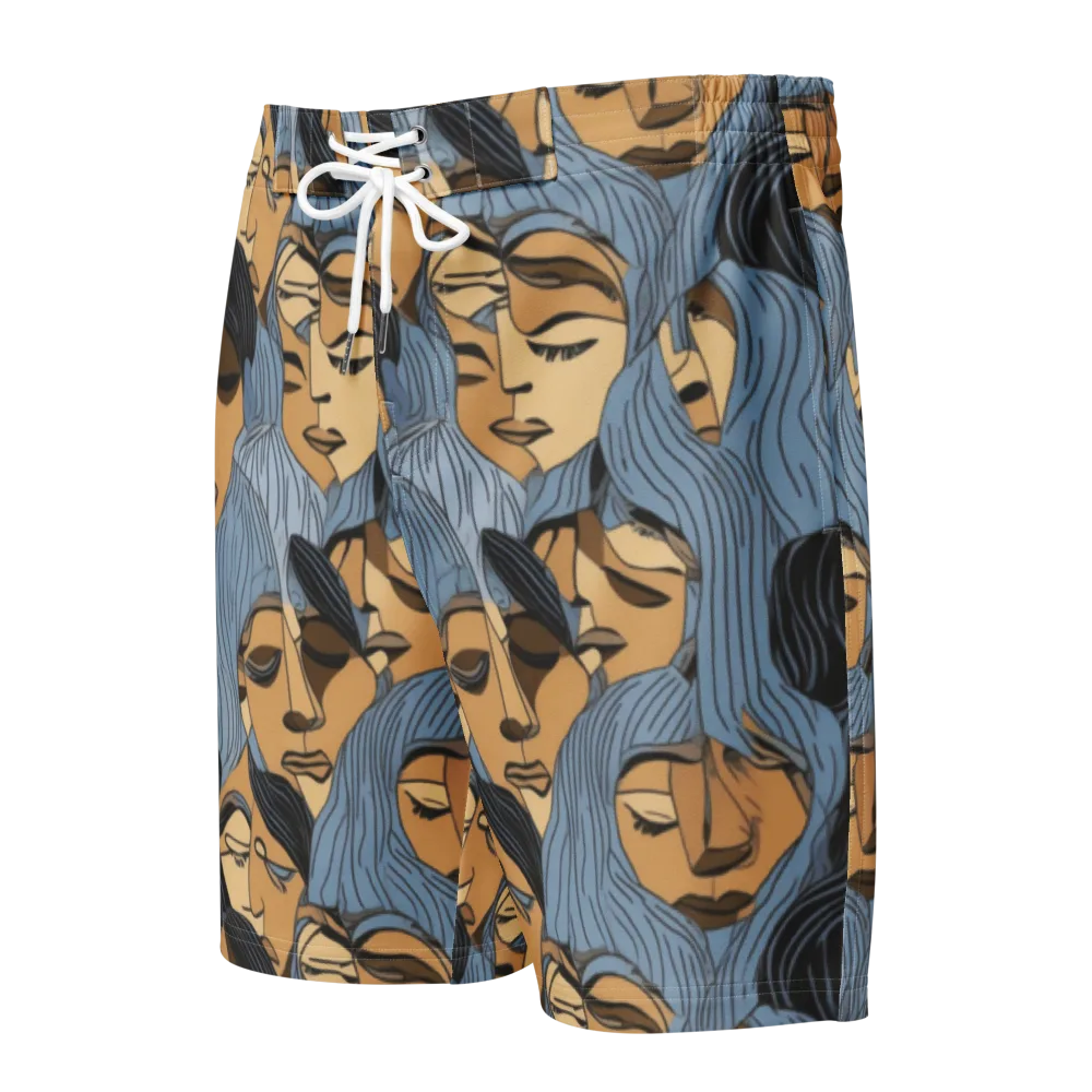 Blue Hour Faces on Men's Board Shorts — Front