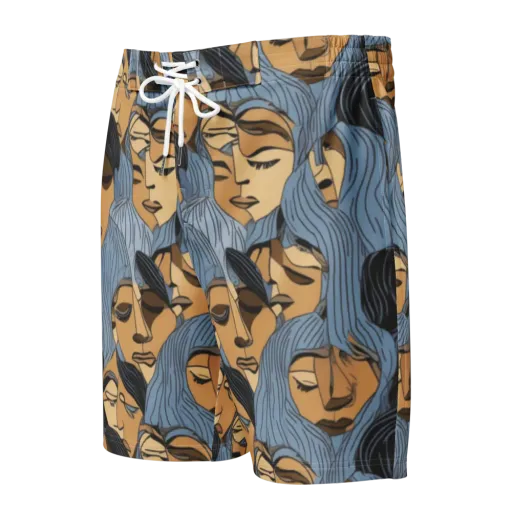 Blue Hour Faces on a Men's Board Shorts