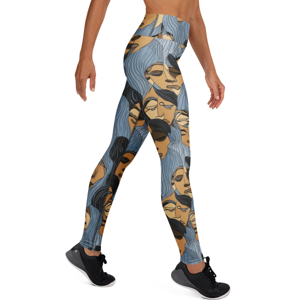 Blue Hour Faces on Yoga Leggings — Right