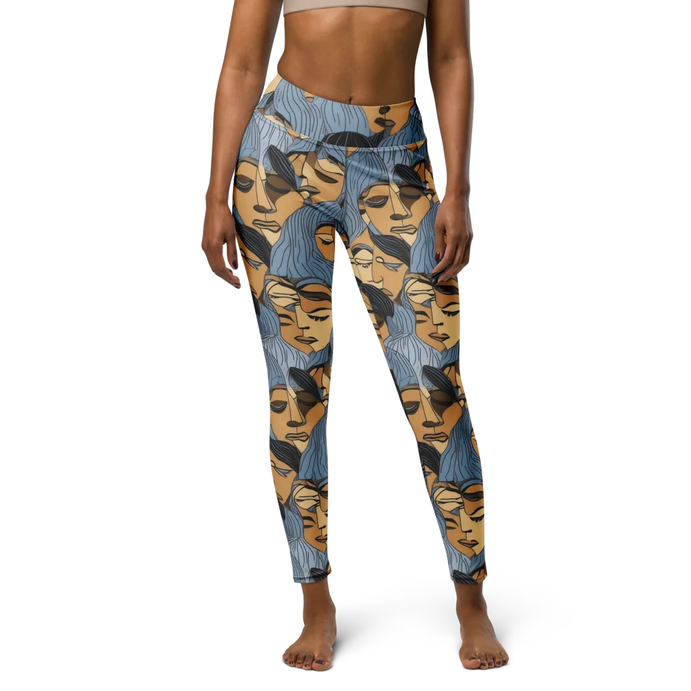 Blue Hour Faces on Yoga Leggings — Front