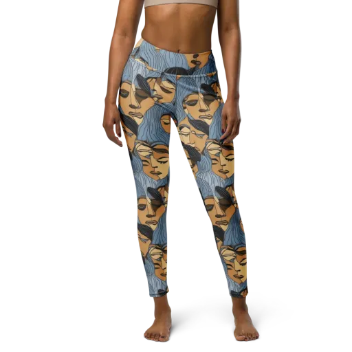 Blue Hour Faces on a Yoga Leggings