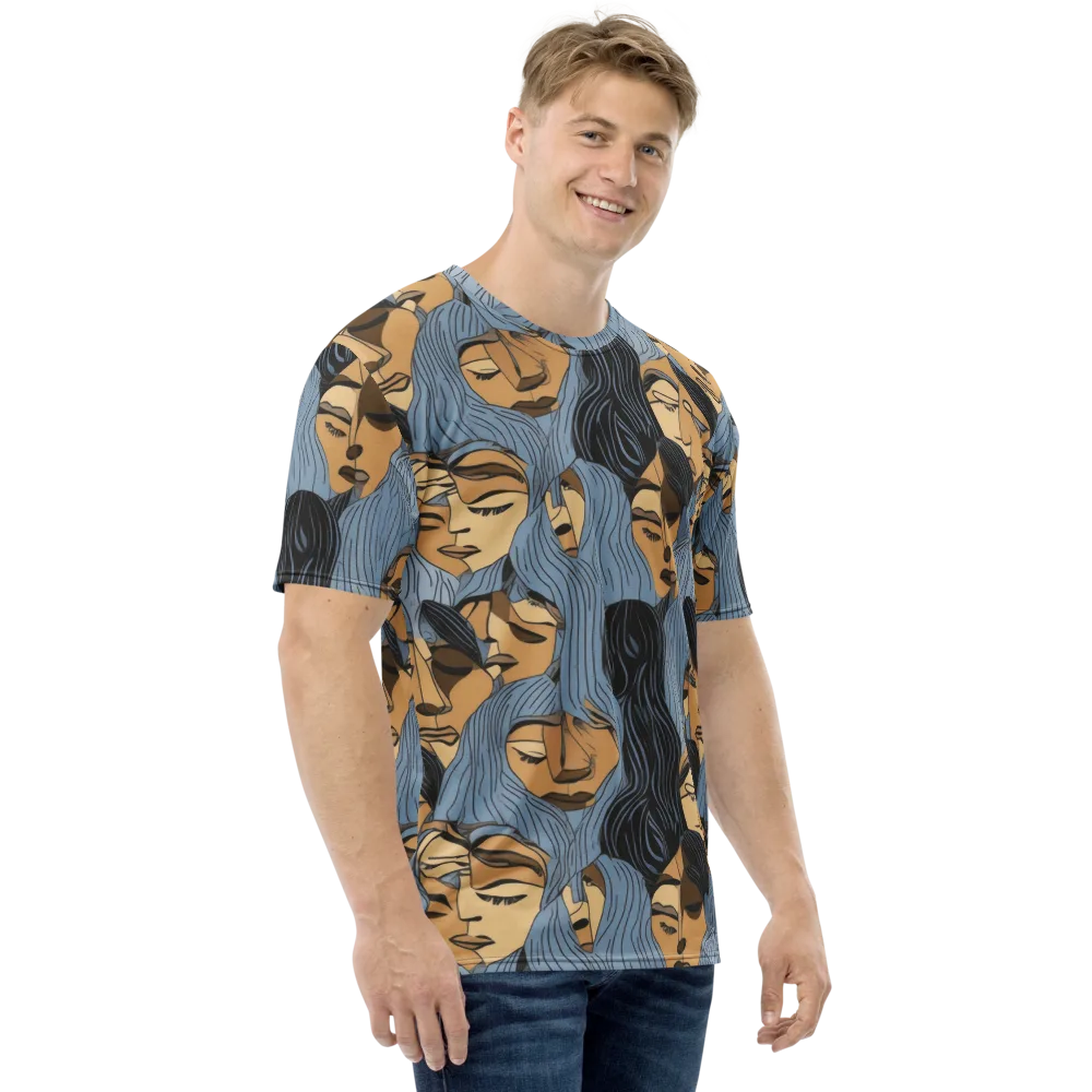 Blue Hour Faces on Men's Crew Neck T-Shirt — Right