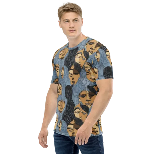 Blue Hour Faces on a Men's Crew Neck T-Shirt