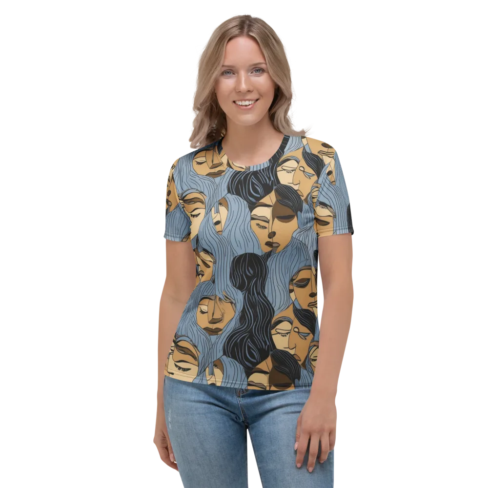 Blue Hour Faces on Women's Crew Neck T-Shirt — Front