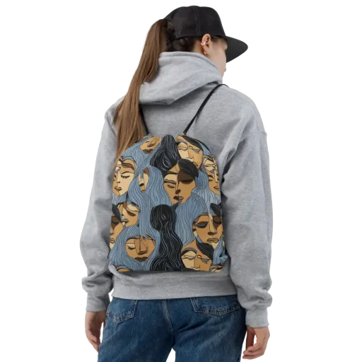 Blue Hour Faces on a Drawstring Bag