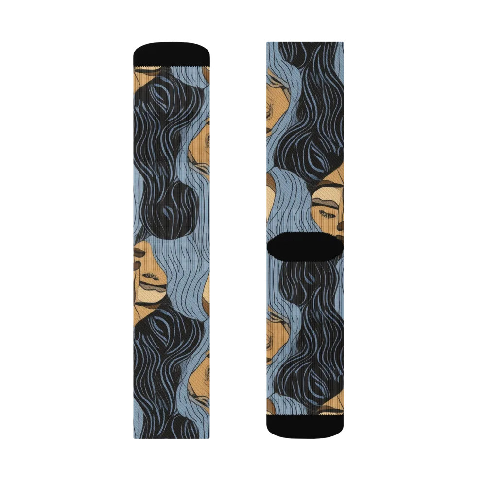 Blue Hour Faces on Socks — Left Sock