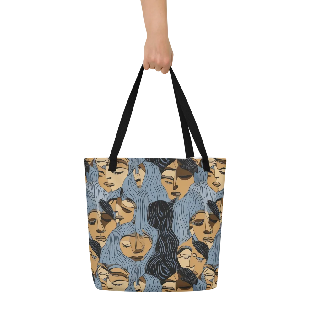 Blue Hour Faces on Large Tote Bag W/ Pocket — Front