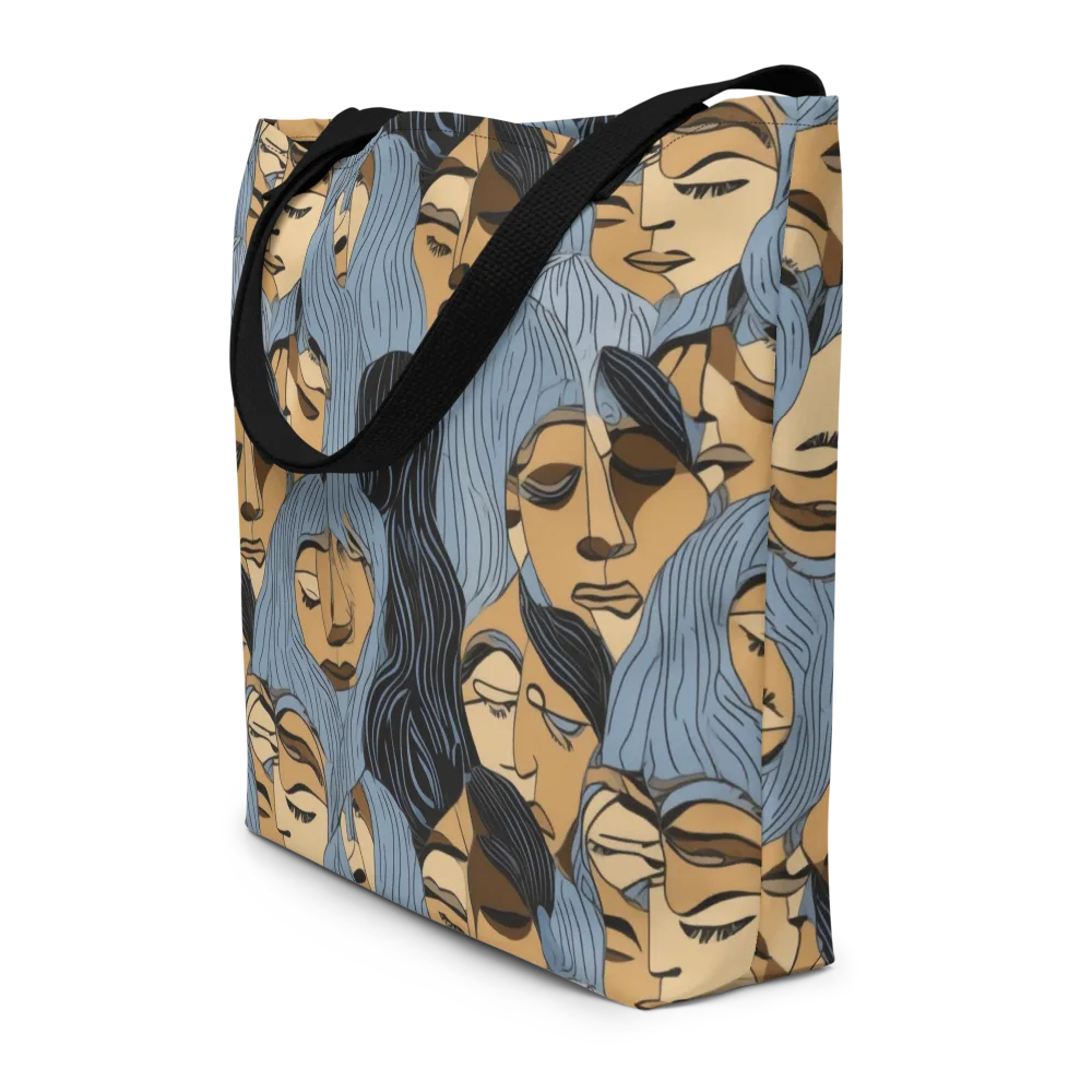 Blue Hour Faces on Large Tote Bag W/ Pocket — Front
