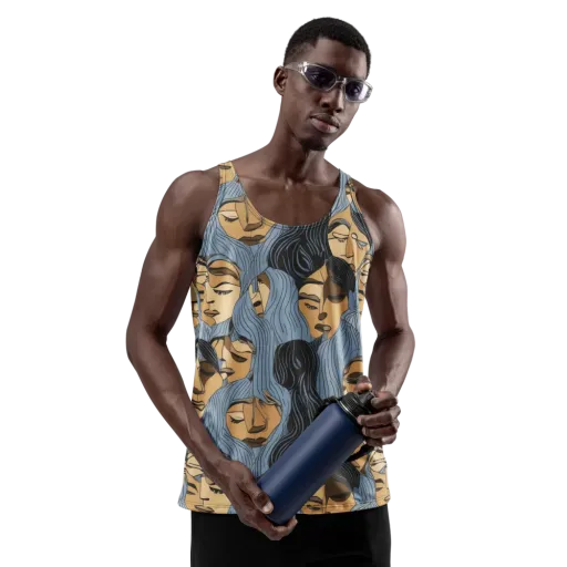 Blue Hour Faces on a Men's Tank Top