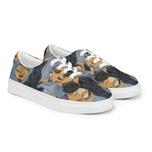 Blue Hour Faces on a Men's Lace-Up Canvas Shoes
