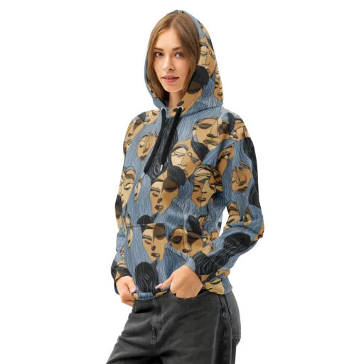 Blue Hour Faces on a Cotton Hoodie