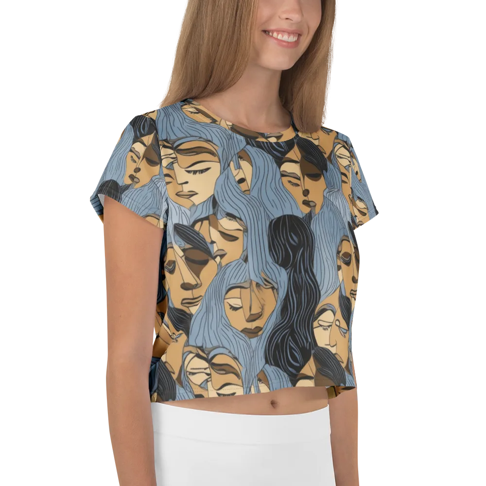 Blue Hour Faces on Crop Tee — Right