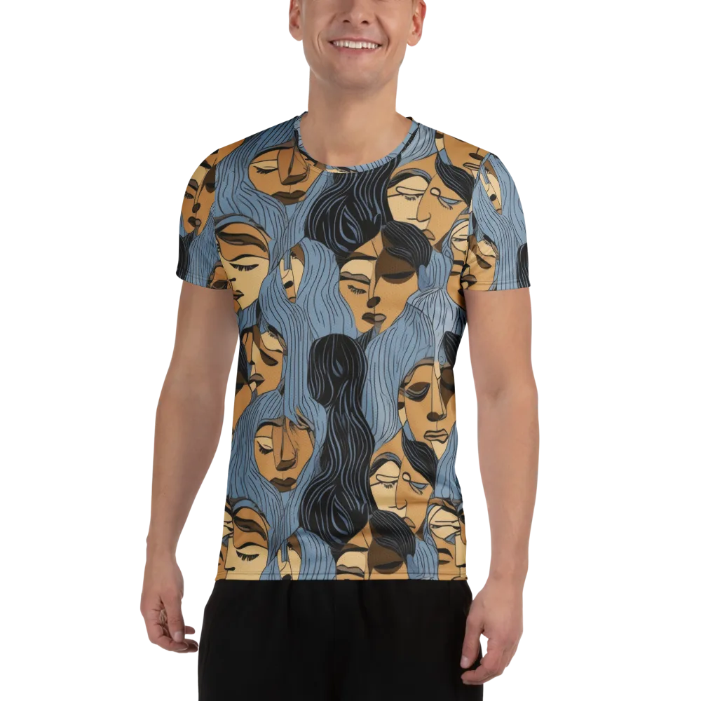 Blue Hour Faces on Men's Athletic T-Shirt — Front