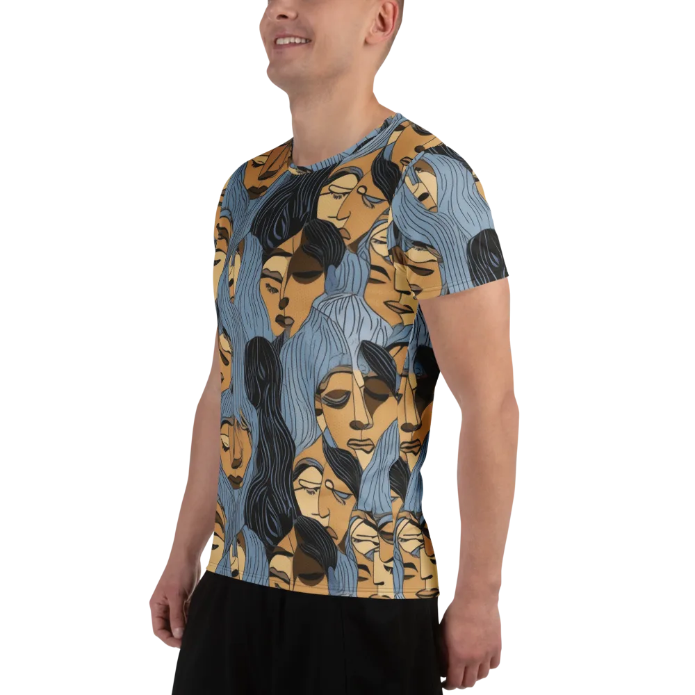 Blue Hour Faces on Men's Athletic T-Shirt — Left