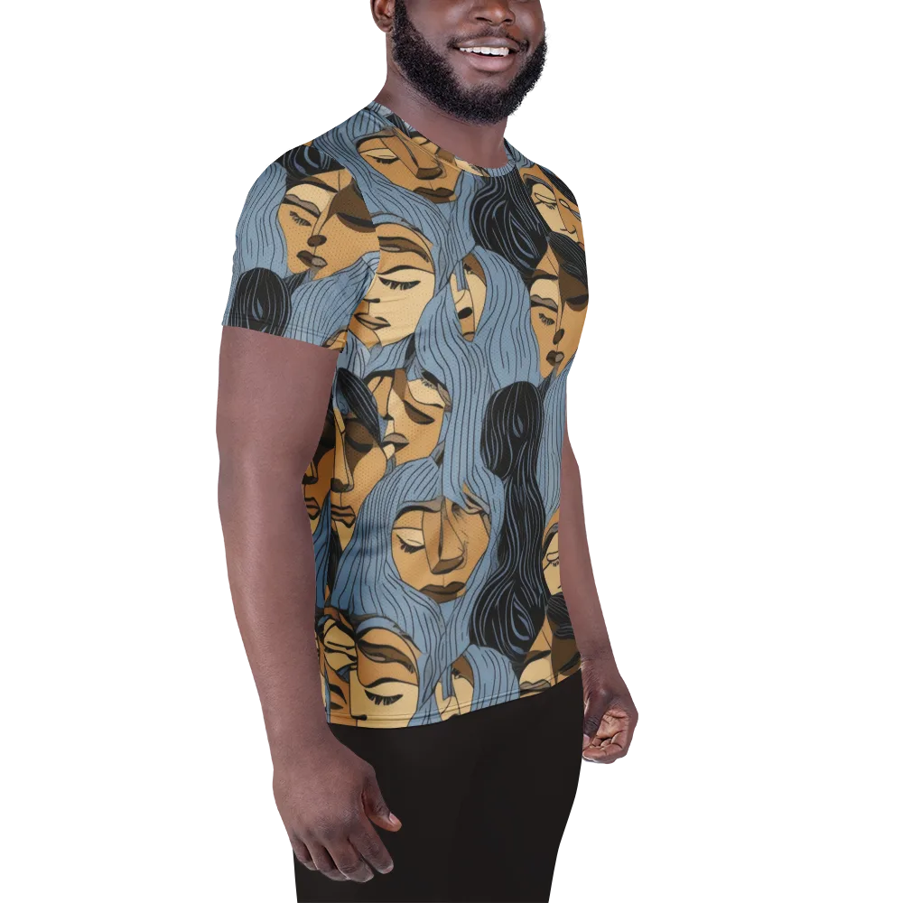 Blue Hour Faces on Men's Athletic T-Shirt — Right