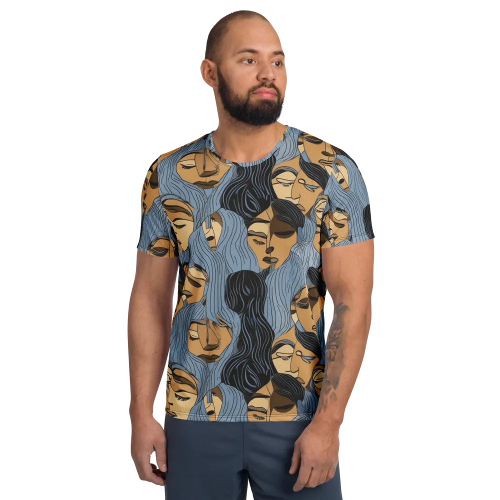 Blue Hour Faces on Men's Athletic T-Shirt — Front