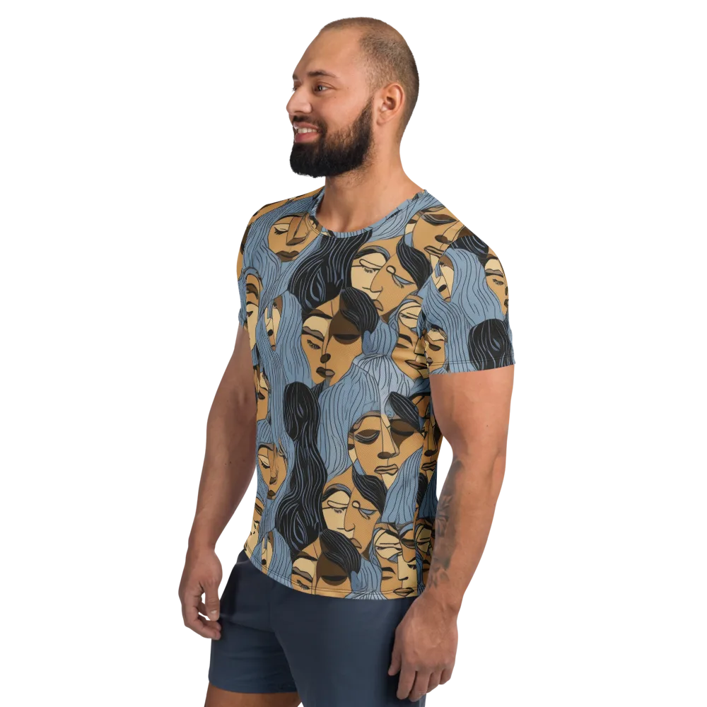 Blue Hour Faces on Men's Athletic T-Shirt — Left