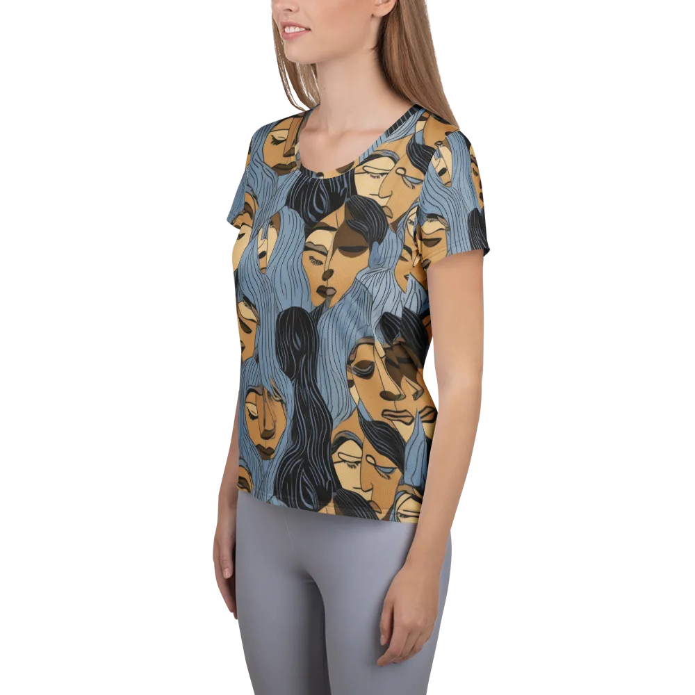 Blue Hour Faces on Women's Athletic T-Shirt — Left