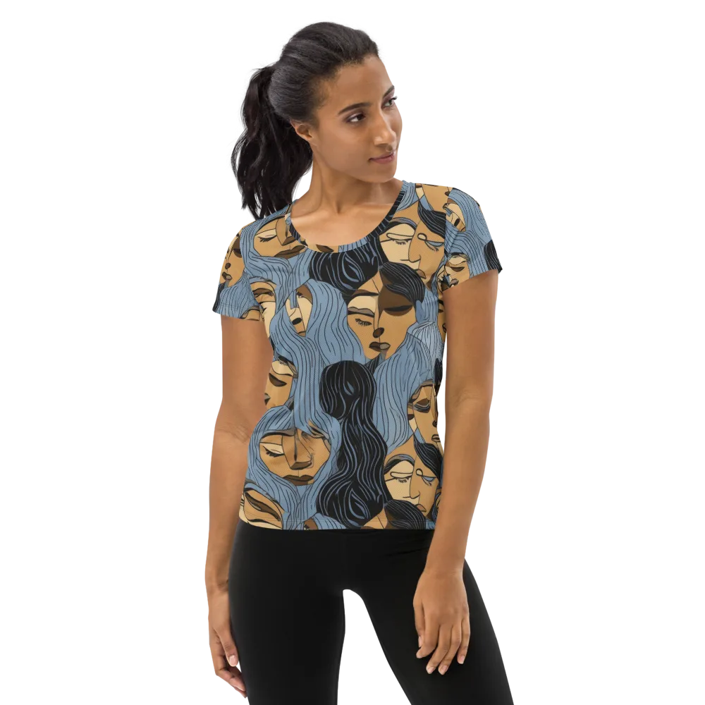 Blue Hour Faces on Women's Athletic T-Shirt — Front