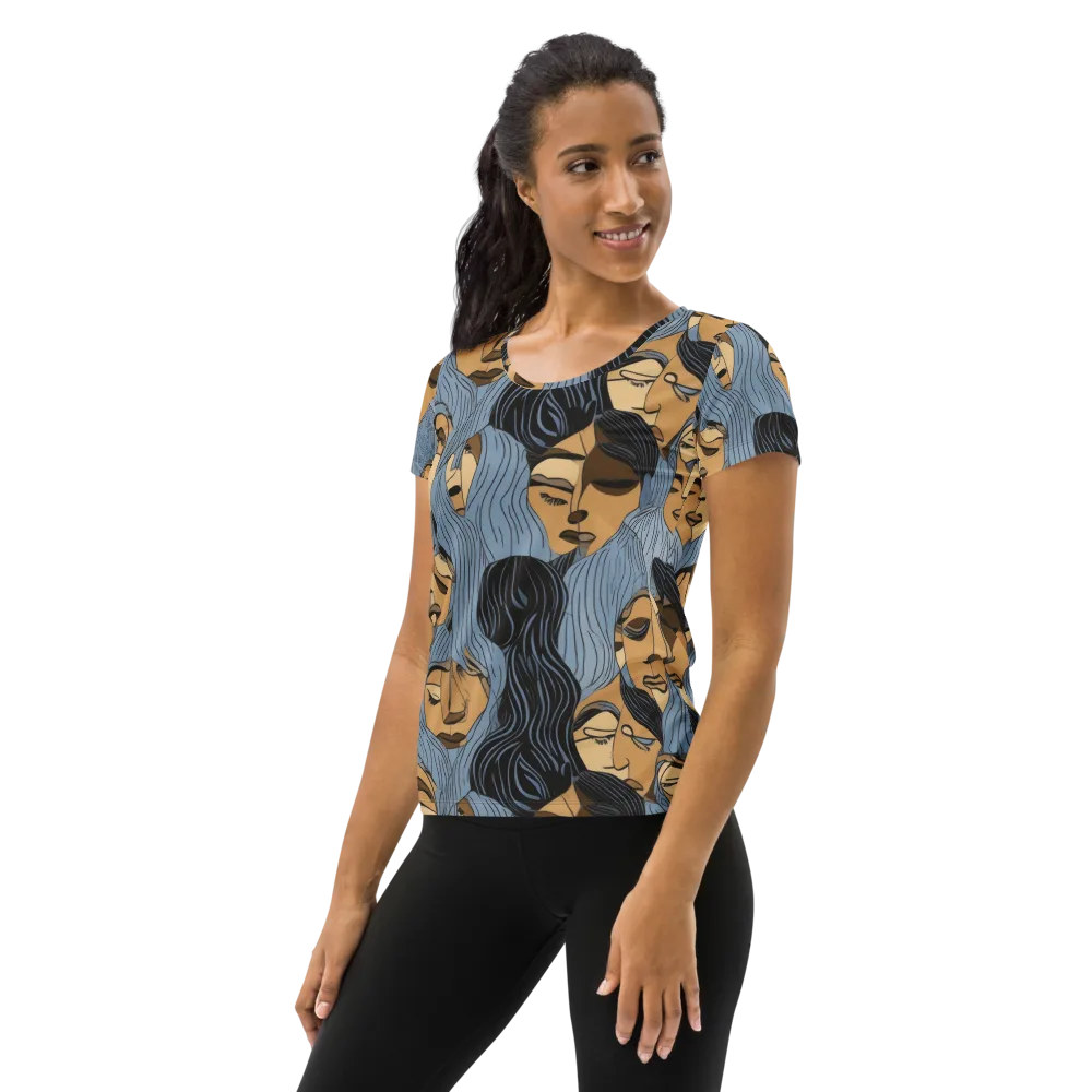 Blue Hour Faces on Women's Athletic T-Shirt — Left