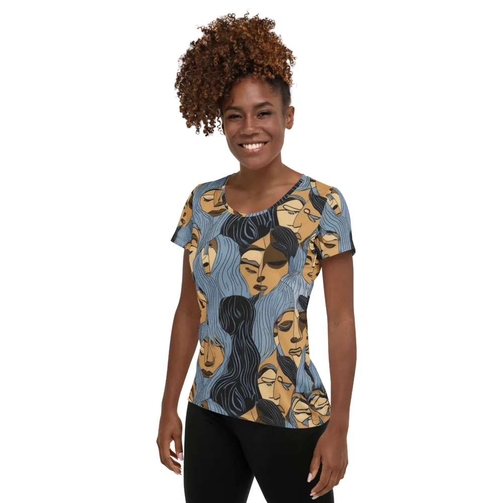 Blue Hour Faces on Women's Athletic T-Shirt — Left