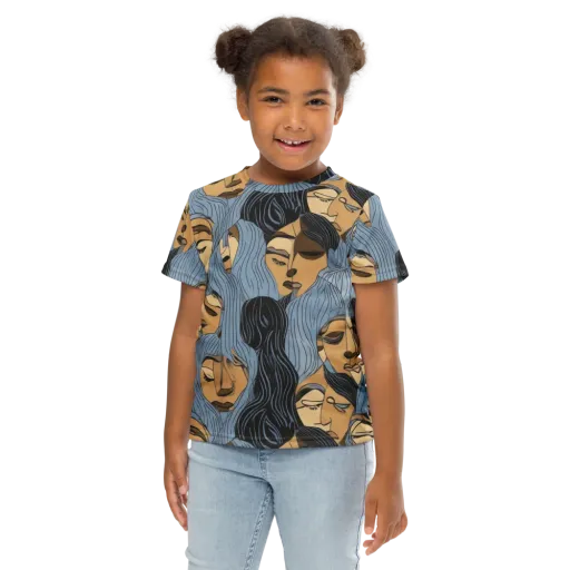 Blue Hour Faces on a Kids Crew Neck T-Shirt
