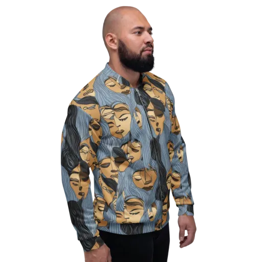 Blue Hour Faces on a Bomber Jacket