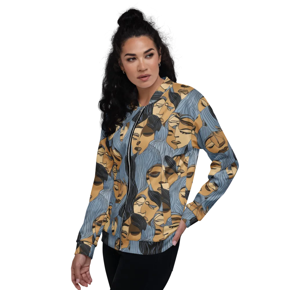 Blue Hour Faces on Bomber Jacket — Left