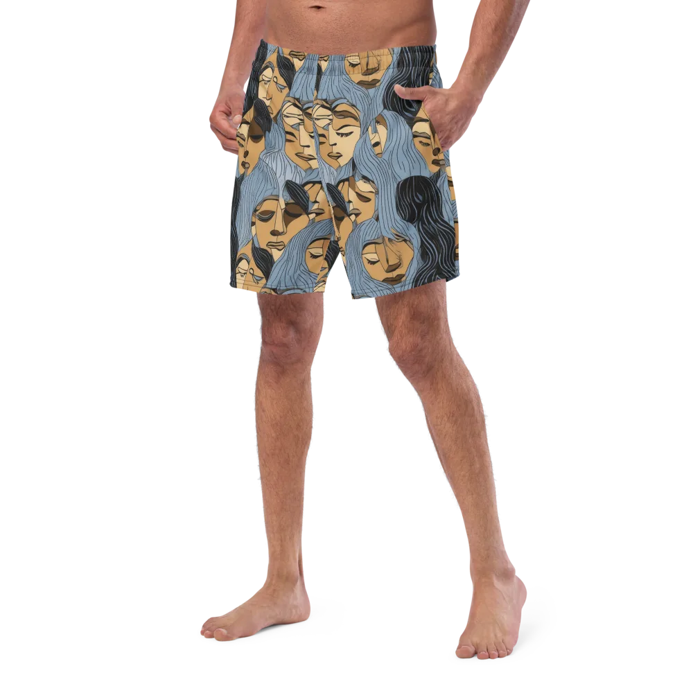 Blue Hour Faces on Swim Trunks — Left Front