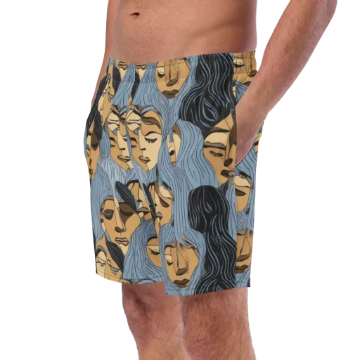 Blue Hour Faces on a Swim Trunks
