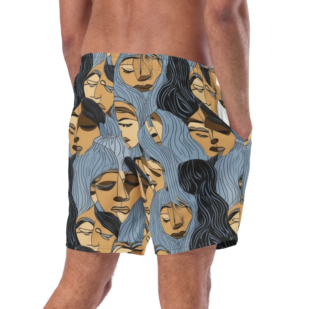 Blue Hour Faces on Swim Trunks — Right Back