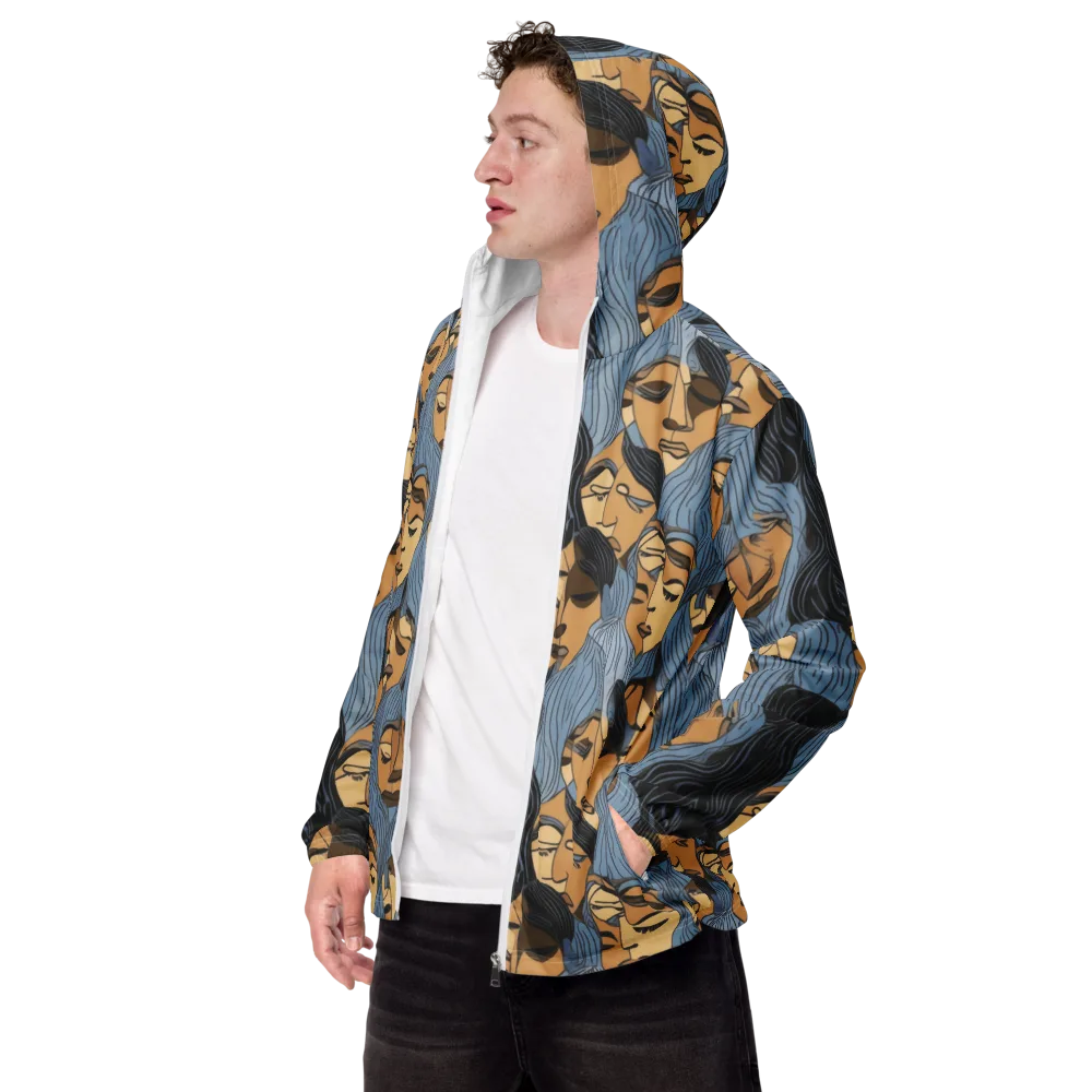 Blue Hour Faces on Men's Windbreaker — Left Front
