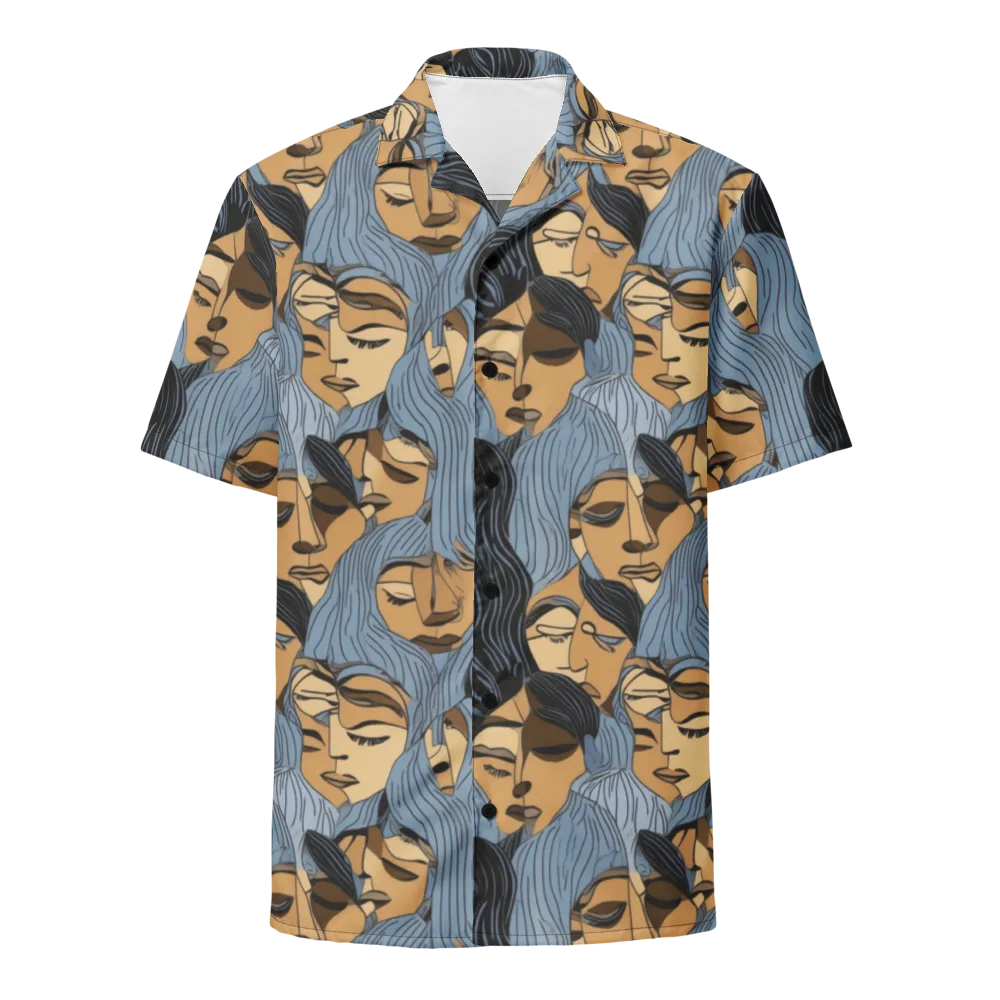 Blue Hour Faces on Button Shirt — Front