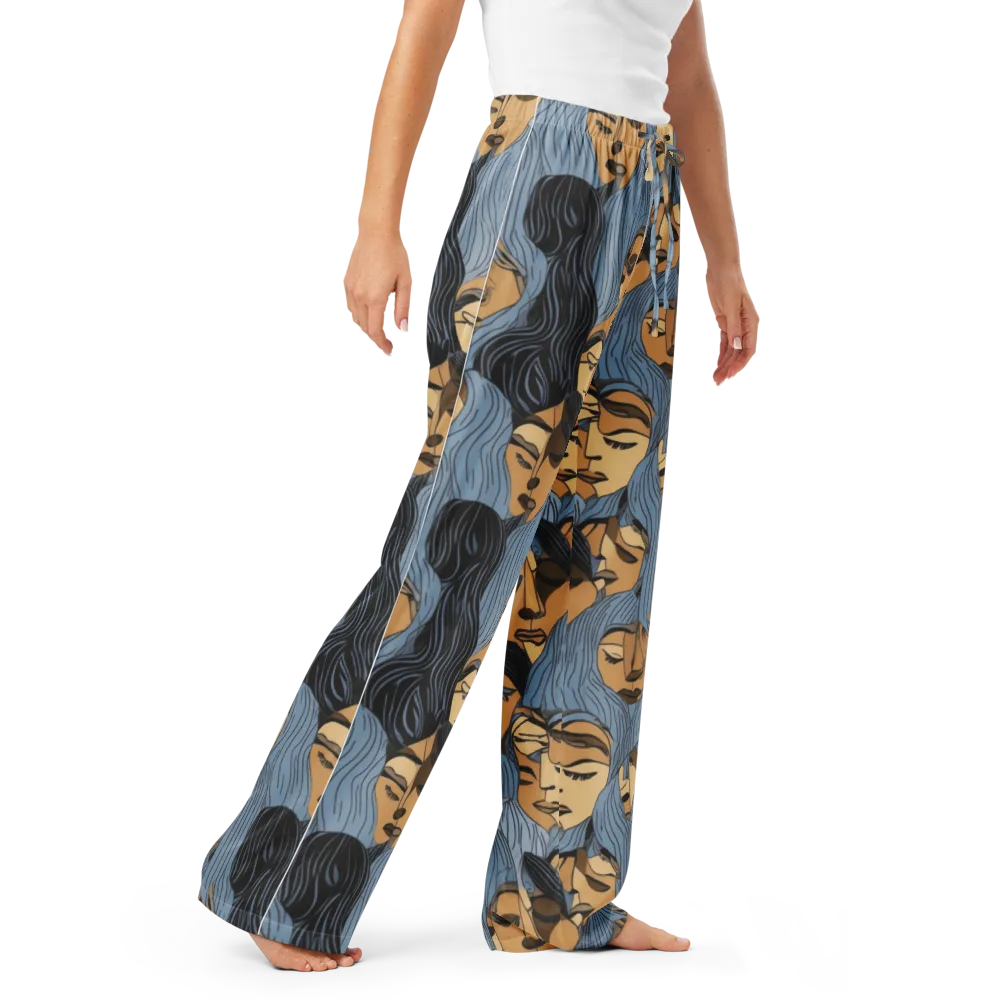 Blue Hour Faces on Women's Pajama Pants — Right Front
