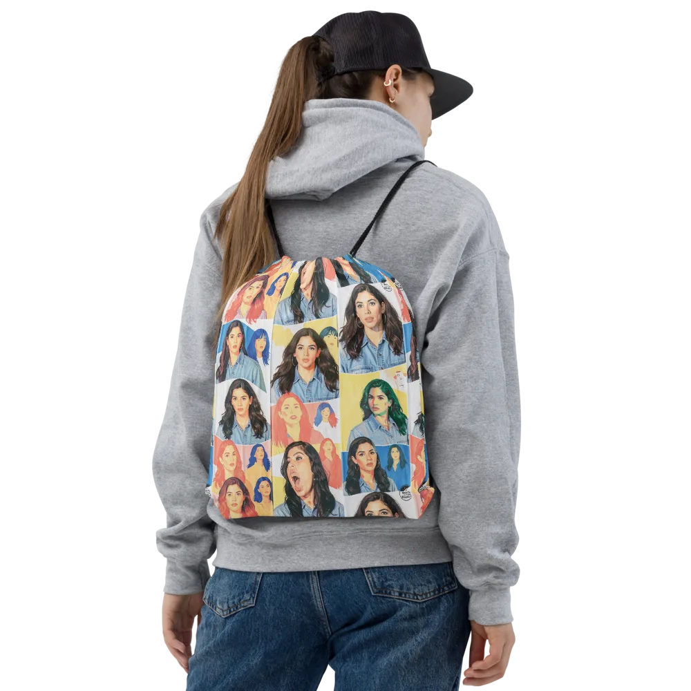 Denim Dreamgirls on Drawstring Bag — Front