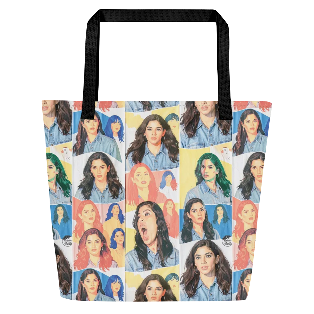 Denim Dreamgirls on Large Tote Bag W/ Pocket — Front