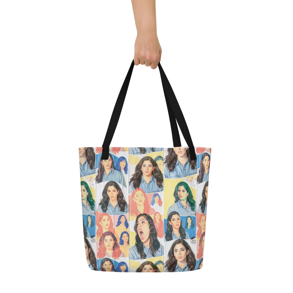 Denim Dreamgirls on Large Tote Bag W/ Pocket — Front