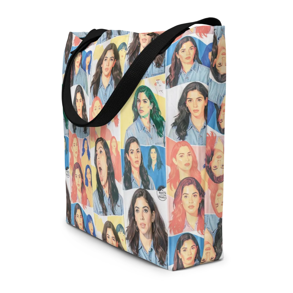 Denim Dreamgirls on Large Tote Bag W/ Pocket — Front