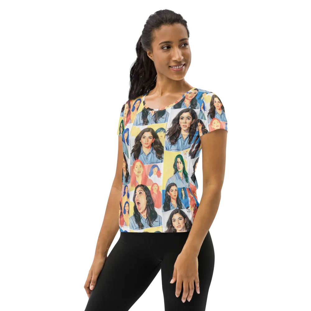 Denim Dreamgirls on Women's Athletic T-Shirt — Left