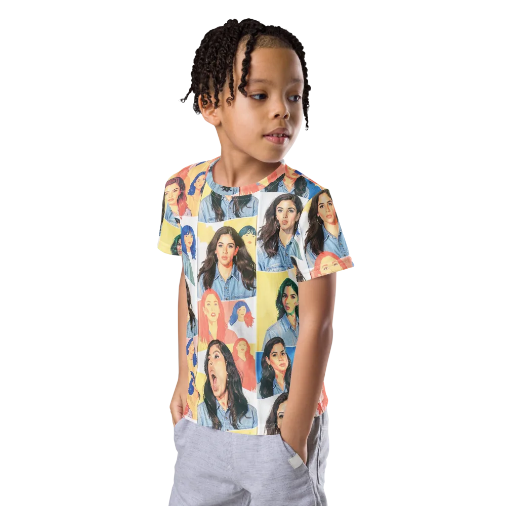 Denim Dreamgirls on Kids Crew Neck T-Shirt — Left Front