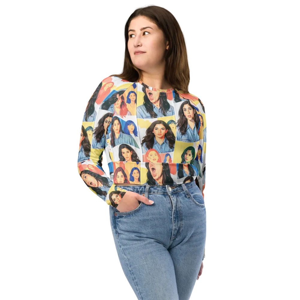 Denim Dreamgirls on Long Sleeve Crop Top — Front