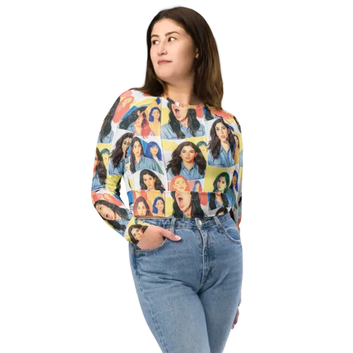 Denim Dreamgirls on a Long Sleeve Crop Top