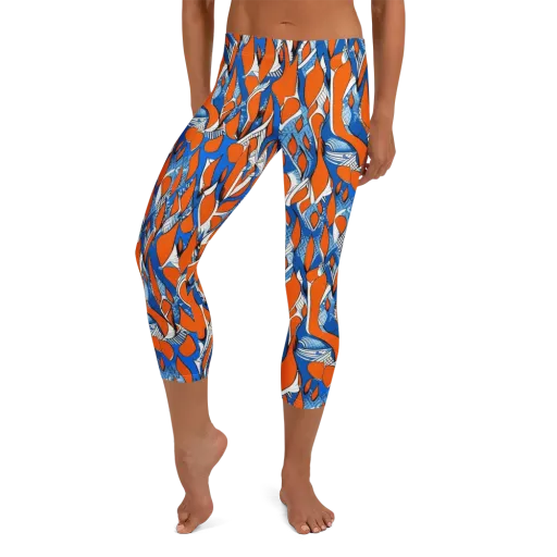 Flamingo Circuit on a Capri Leggings