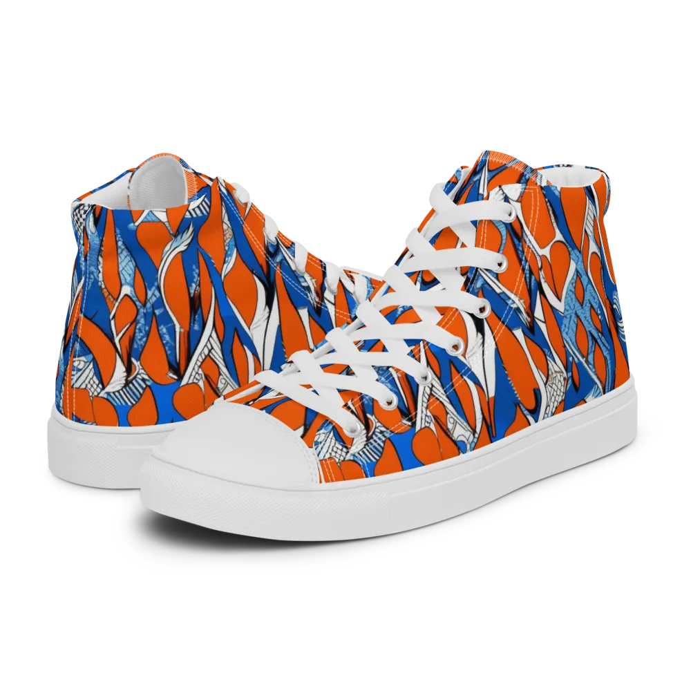 Flamingo Circuit on Men's High Top Canvas Shoes — Left