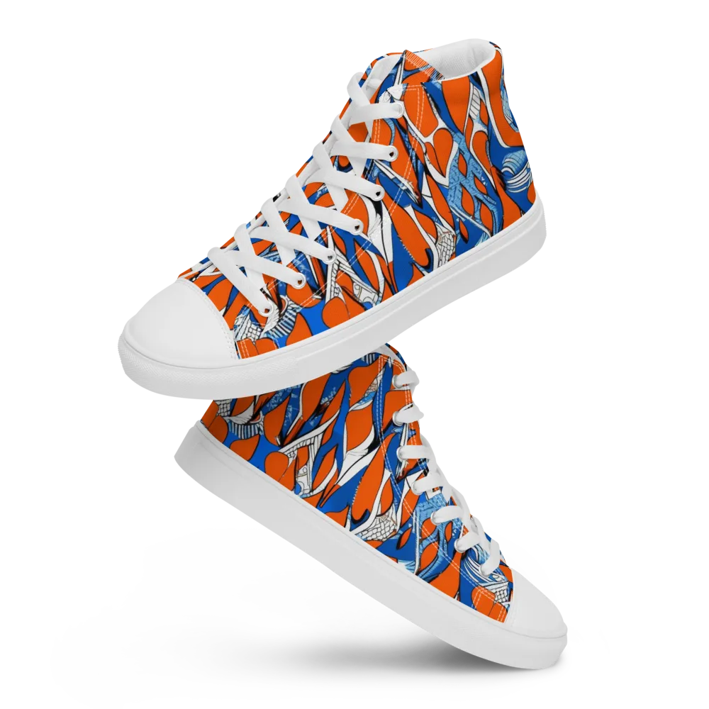Flamingo Circuit on Men's High Top Canvas Shoes — Front