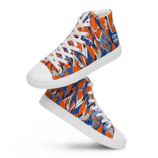 Flamingo Circuit on a Men's High Top Canvas Shoes