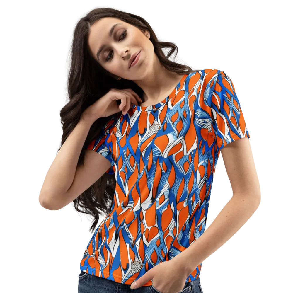 Flamingo Circuit on Women's Crew Neck T-Shirt — Left Front