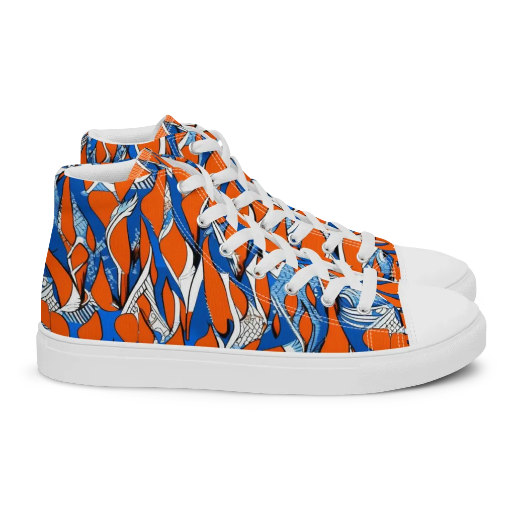 Flamingo Circuit on Women's High Top Canvas Shoes — Right