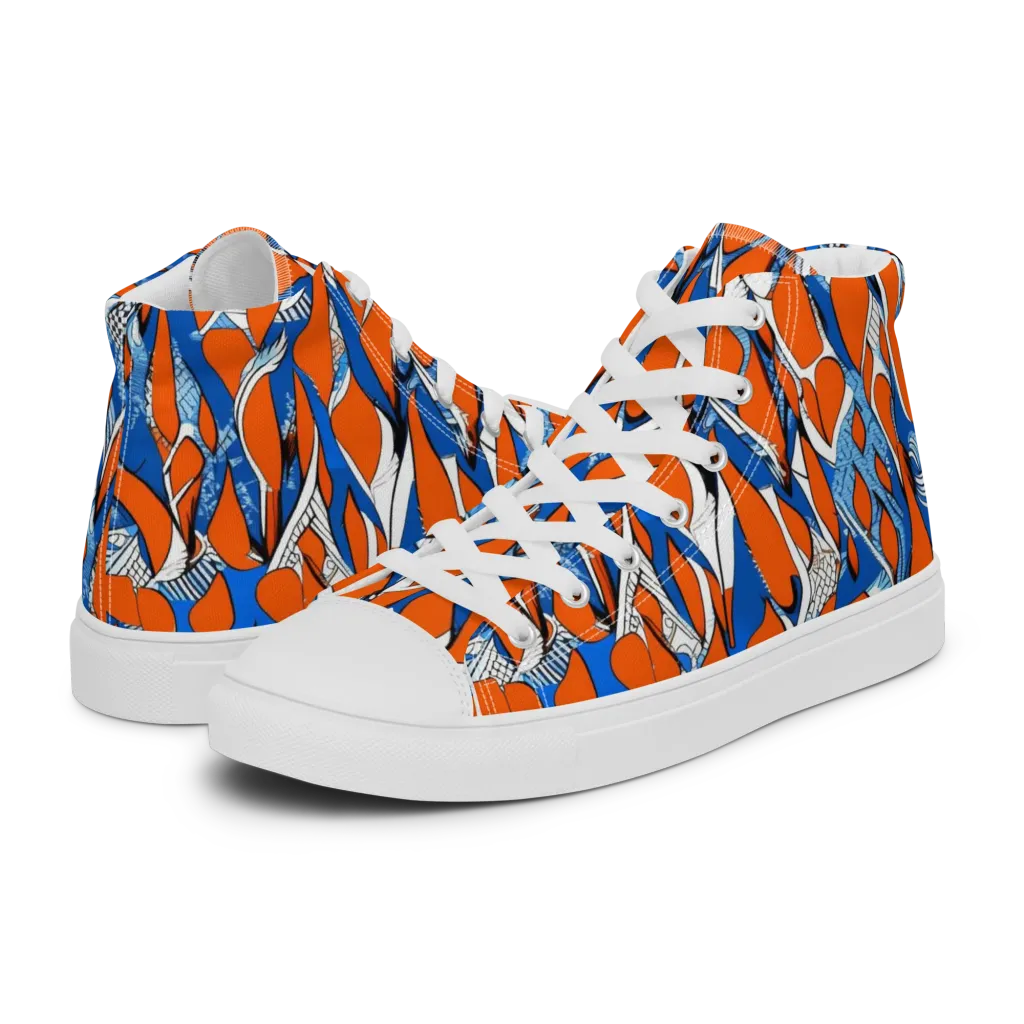 Flamingo Circuit on Women's High Top Canvas Shoes — Left